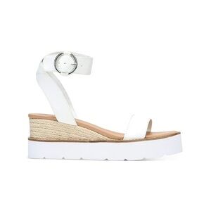 Bar III White and Tan Wedge Sandals